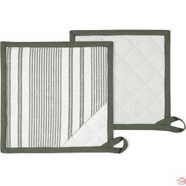 SET DE 2 MANIQUES DE CUISINE EN COTON CHAUMONT NATUREL 20X20 CM ET 23X23 CM