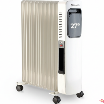 RADIATEUR À BAIN D’HUILE 11 ÉLÉMENTS AVEC ÉCRAN LCD 2500W BLANC MEGALIFE