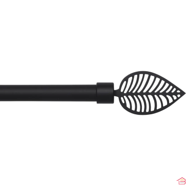 KIT DE TRINGLE À RIDEAUX EXTENSIBLE 210 À 380 CM DIAMÈTRE 19 MM AVEC EMBOUTS AMAZONIA NOIR MAT