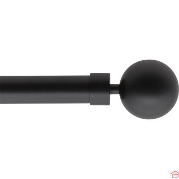 KIT DE TRINGLE À RIDEAUX EXTENSIBLE 210 À 380 CM DIAMÈTRE 28 MM AVEC EMBOUTS GAIA NOIR MAT