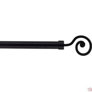 KIT TRINGLE À RIDEAUX EXTENSIBLE 120 À 210 CM NOIR MAT AVEC EMBOUT DÉCORATIF