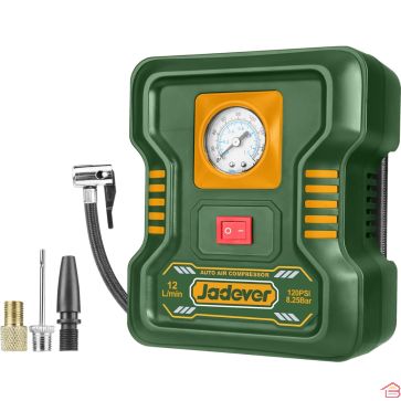 COMPRESSEUR D’AIR PORTABLE POUR VOITURE ALIMENTATION 12 VOLTS JADEVER