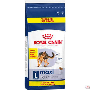 CROQUETTES POUR CHIEN ADULTE DE GRANDE RACE ROYAL CANIN MAXI ADULT 15 KG + 3 KG OFFERTS
