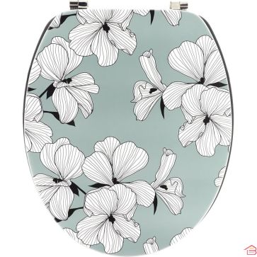 ABATTANT DE TOILETTES EN BOIS MDF 46 CM AVEC FIXATIONS EN ACIER INOXYDABLE COLORIS BLANC ÉCRIN VERT