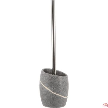 BROSSE POUR TOILETTES EN POLYRÉSINE ARRONDIE EFFET PIERRE GRISE
