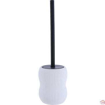 BROSSE POUR TOILETTES EN GRÈS CÉRAME ARRONDIE BLANCHE LIVORNO AVEC SUPPORT FERMÉ
