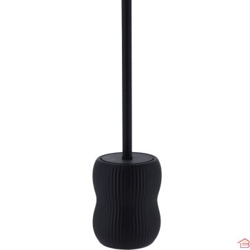 BROSSE DE TOILETTE ARRONDIE EN GRÈS CÉRAME NOIR AVEC SUPPORT LIVORNO