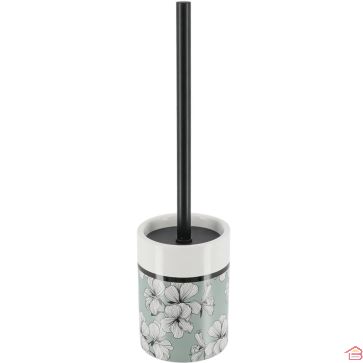BROSSE WC DOLOMITE AVEC TIGE EN ACIER INOXYDABLE NOIR IMPRIMÉE ÉCRIN VERT