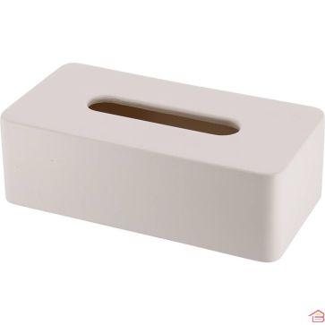 BOÎTE À MOUCHOIRS DE TABLE EN POLYRÉSINE BEIGE STYLE JAPANDI FORMAT UNIVERSEL