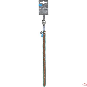 COLLIER POUR CHATON BLEU 35 CM AVEC ÉLASTIQUE DE SÉCURITÉ ET CLOCHE