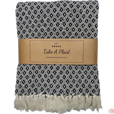 PLAID EN COTON NOIR 130 X 180 CENTIMÈTRES TAKE A PLAID