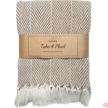 PLAID EN COTON BEIGE 130 X 180 CENTIMÈTRES TAKE A PLAID