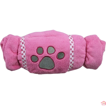 PEIGNOIR ABSORBANT ROSE POUR CHIEN TAILLE L AVEC ELASTIQUE DE SECURITE
