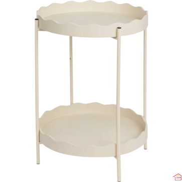 TABLE D’APPOINT RONDE À DEUX PLATEAUX EN BOIS MDF ET STRUCTURE MÉTAL 54 CM