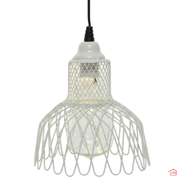 SUSPENSION SOLAIRE DÉCORATIVE EN MÉTAL BLANC AVEC ÉCLAIRAGE LED 15 CM