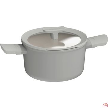 FAITOUT ANTIADHÉRENT EN ALUMINIUM RECYCLÉ AVEC COUVERCLE EN VERRE 20 CM BALANCE MOONMIST BERGHOFF