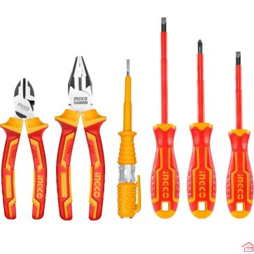 ENSEMBLE DE 6 OUTILS À MAIN ISOLÉS 1000 VOLTS CERTIFIÉS VDE INGCO POUR ÉLECTRICIEN