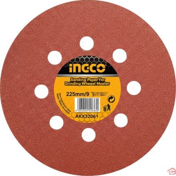 DISQUE ABRASIF PAPIER DE VERRE 225 MILLIMÈTRES POUR PONCEUSE GIRAFFE INGCO