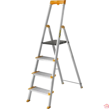 ÉCHELLE ESCABEAU EN ALUMINIUM 4 MARCHES LARGES HAUTEUR DE TRAVAIL 2,82 M CHARGE 150 KG DRABEST