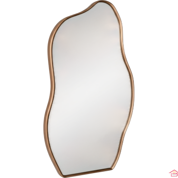 MIROIR MURAL DÉCORATIF FORME ORGANIQUE 100 X 40 CENTIMÈTRES CADRE BRONZE
