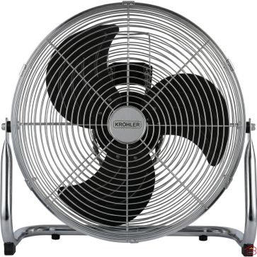 VENTILATEUR AU SOL EN ACIER INOXYDABLE ET ALUMINIUM DIAMÈTRE 45 CM 120 W 3 LAMES 3 VITESSES KRÖHLER