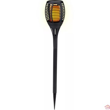 LAMPE SOLAIRE DE JARDIN EFFET FLAMME LED GRUNDIG 9 X 59 CM ÉCLAIRAGE EXTÉRIEUR COLORIS NOIR