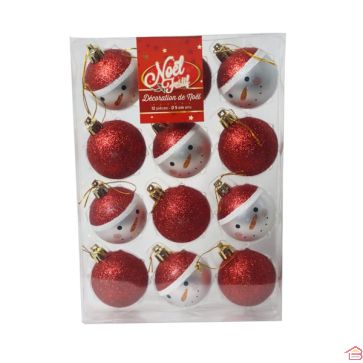BOULE DE NOEL 12 PIECES ROUGE