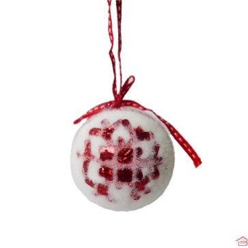 BOULE DE NOEL COTON NOEUD PAPILLON ROUGE D6CM