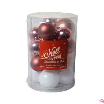 BOULES DE NOEL 4CM /5CM X18 PCS NOEL EN ROSE