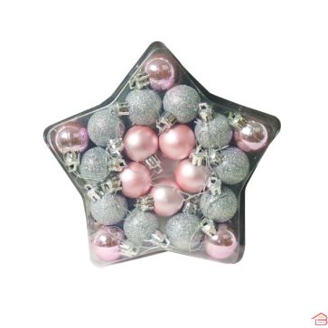 BOULE DE NOEL 3CM X20PS BOITE ETOILE FANTAISE NOEL
