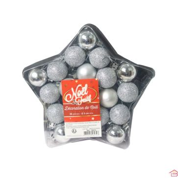 BOULES DE NOËL 3 CM X 20 PCS - ARGENT
