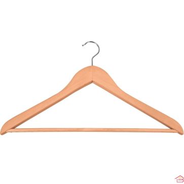 CINTRE EN BOIS GALBÉ AVEC BARRE EN BOIS VERNI 44 CM