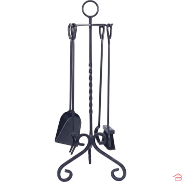 SERVITEUR DE CHEMINÉE EN FER FORGÉ NOIR