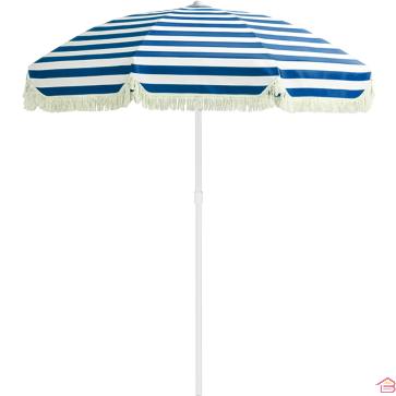 PARASOL EN COTON RAYÉ AVEC FRANGES RÉGLABLE 180 CM POUR PLAGE OU JARDIN