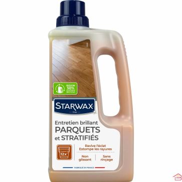 ENTRETIEN PARQUETS CIRÉS ET VITRIFIÉS STARWAX 1 L NETTOYANT HAUTE BRILLANCE POUR SOLS STRATIFIÉS ET PARQUETS SANS RINÇAGE