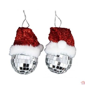 BOULE DE NOEL AVEC CHAPEAU EFFET MIROIR D:5 CM