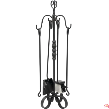 SERVITEUR DE CHEMINÉE EN FER FORGÉ NOIR