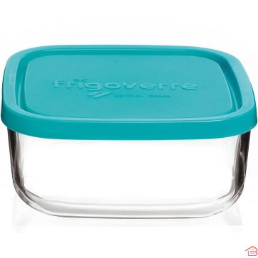 BOÎTE FRIGOVERRE CARRÉE EN VERRE AVEC COUVERCLE POLYPROPYLÈNE 15X15 CM 750 ML
