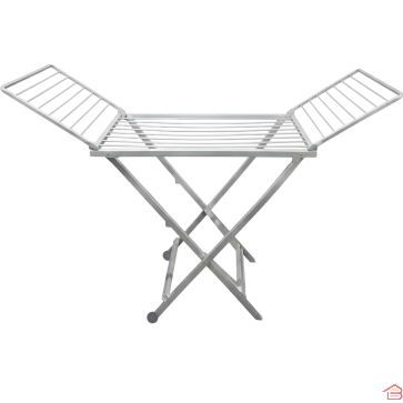 SÉCHOIR À LINGE PLIABLE EN RÉSINE 20 MÈTRES AVEC AILES ET ROUES BLANC