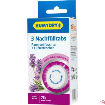 LOT DE 3 RECHARGES ABSORBEUR D’HUMIDITÉ ET DÉSODORISANT HUMYDRY MINI TAB 75 GRAMMES PARFUM LAVANDE