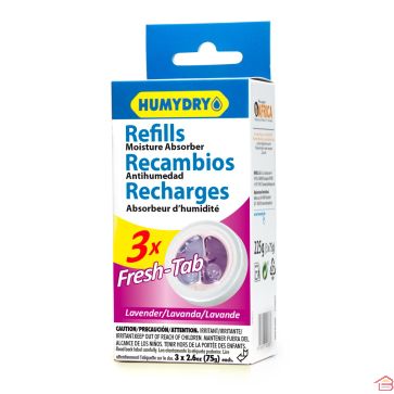 3 RECHARGES ABSORBEUR D'HUMIDITÉ ET DÉSODORISANT MINI TAB 75G LAVANDE