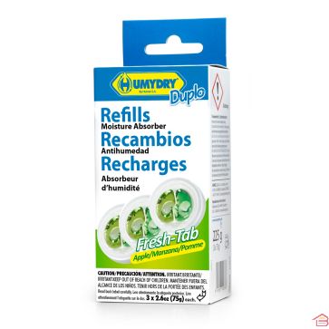 3 RECHARGES ABSORBEUR D'HUMIDITÉ ET DÉSODORISANT MINI TAB 75 G POMME
