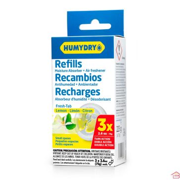 3 RECHARGES ABSORBEUR D'HUMDITÉ ET DÉSODORISANT MINI TAB 75G CITRON