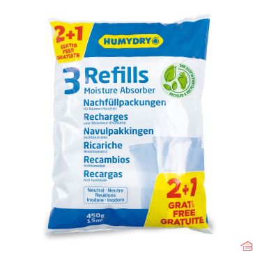 PACK 3 RECHARGES ABSORBEUR D'HUMIDITE 2+1 ( 3 X 450 G) NEUTRE HUMYDRY
