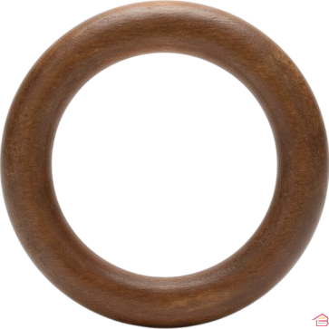 LOT DE 10 ANNEAUX BOIS TEINTE CHÊNE POUR RIDEAUX DIAMÈTRE 28 CM