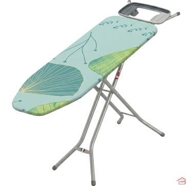TABLE À REPASSER MÉTALLIQUE GIMI CLASSIC 114 X 33 CENTIMÈTRES AVEC SUPPORT FER ET HOUSSE EN COTON