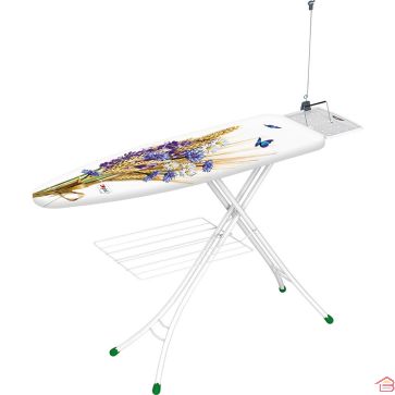 TABLE À REPASSER GIMI EN ACIER PRESTIGE SURFACE 122 X 38 CM RÉGLABLE BLANC ET GRIS