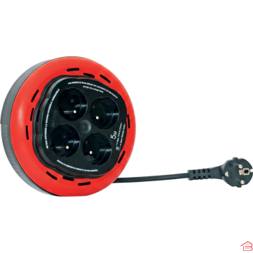 ENROULEUR ÉLECTRIQUE DOMESTIQUE 4 PRISES AVEC TERRE 5 MÈTRES INGELEC