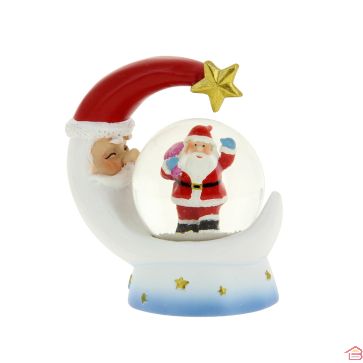 BOULE SOUFFLE NEIGE SUR SOCLE LUNE 7.8*4.5*8.5* CM