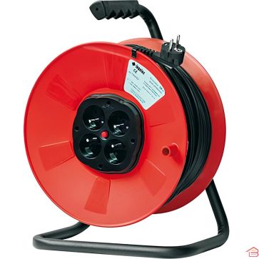 ENROULEUR ÉLECTRIQUE PROFESSIONNEL 25 MÈTRES AVEC 4 PRISES ET PROTECTION THERMIQUE